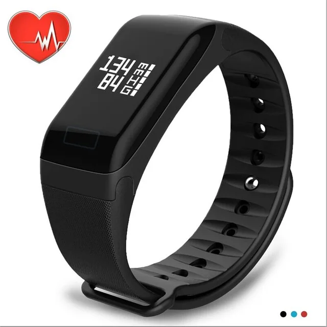 black Наручные часы фитнес-трекер Браслет пульсометр умный Браслет F1 Smartbracelet кровяное давление с шагомером браслет - Цвет: black