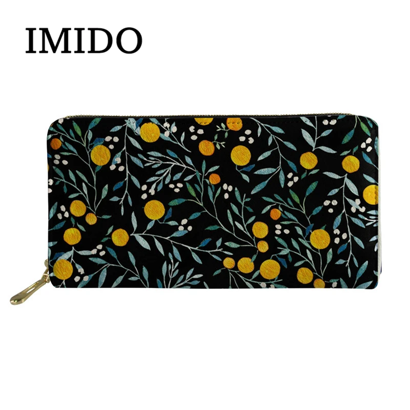 IMIDO Lemon and Leaf кошелек с 3D принтом женские кожаные кошельки модный кошелек для женщин кошелек для телефона женский бумажник с надписью - Цвет: WLL1126Z21