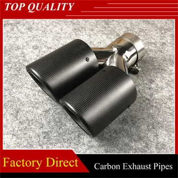 

2 Pcs Universal Double Exhaust End Tip Auto Silver Stainless Steel Exhaust Tail Pipe Exhaust Muffler Tips