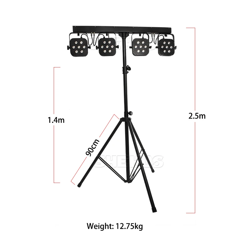 SHEHDS 4 шт. Led Par наборы 7x10 Вт RGBW 4в1 с стенд для сцены лазерный сценический DJ диско звук стробоскоп DMX вечерние светильник набор штатива