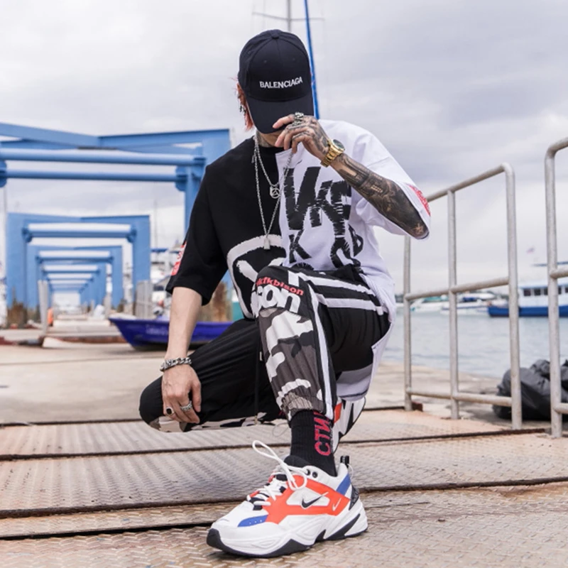 Men Elastic Waist Design Harem Pant Men Streetwear Punk Hip Hop Casual Trouser Joggers Male Skateboard pant Harajuku Streetwear