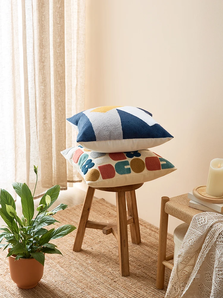 Цветочная Подушка-чехол с милой вышивкой в горошек, наволочка для подушки 45x45 см/30x50 см, мягкое уютное украшение для дома для гостиной, детской комнаты
