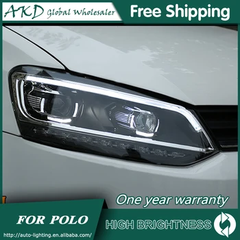 

AKD Car Styling for 11-18 VW Polo Headlights New Polo LED Headlight DRL Bi Xenon Lens High Low Beam Parking Fog Lamp Accessories