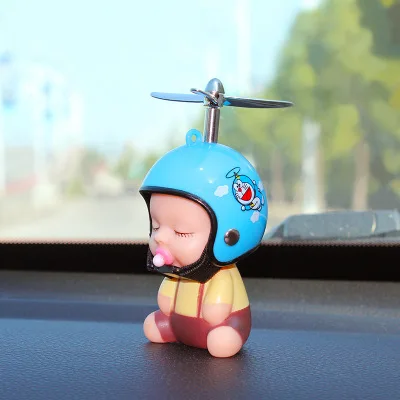 Креативная кукла автомобиль украшения бамбуковый полюс шлем кукла с пустышкой трясущиеся сети красный сломанный ветер утка - Название цвета: Brown