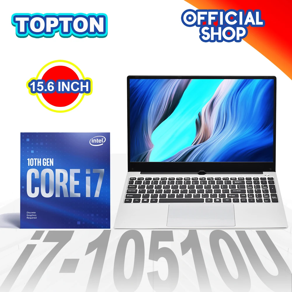 Mejor Compra Topton-ordenador portátil para videojuegos de 15,6 pulgadas, ultrafino, Intel Core i7, 10510U, i5, 10210U, Windows 10, portátil de Metal, PC, Netbook, AC, WiFi, BT r0QK393oAE8