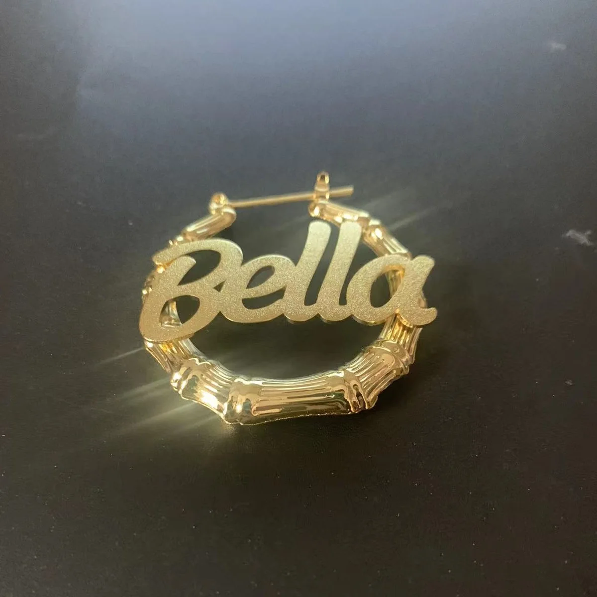 Customized Bamboo Frosted Earrings Personality Name Earrings with Matte Custom Name Earrings Bamboo Matte Style Hoop for Women