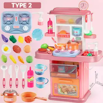 

Safe Food Grade Plastic Kid Kitchen Toys Set Imitated Chef Pretend Cooking Food Dinnerware Set Cooking Table Children Girl Gift