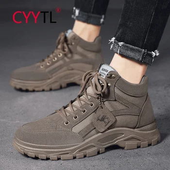 

CYYTL New Fashion High Quality Mens Vintage Leather Boots Highten Ankle Short Shoes Casual Hommes Bottes Botas Masculinas