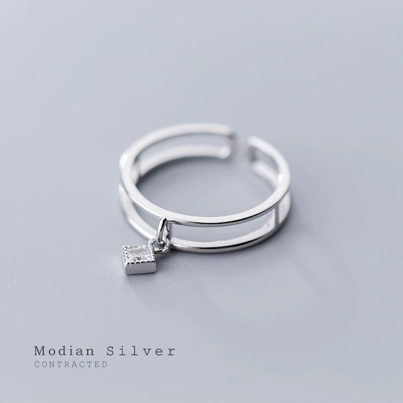 Modian Новый Ослепительная квадратный Циркон двойной круг Открыть Регулируемые