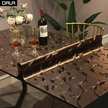 

DALA PVC Tablecloth Waterproof PVC Retro copper Dining Table Cover Mat Rectangular Table Cloths Soft Glass for Kitchen