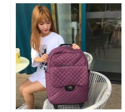18 Inch purple red Чемодан на колесиках для женщин 20 дюймов переносить багажные сумки кабины дорожные сумки на колесиках чемодан на колесиках рюкзаки на колесах - Цвет: 18 Inch purple red