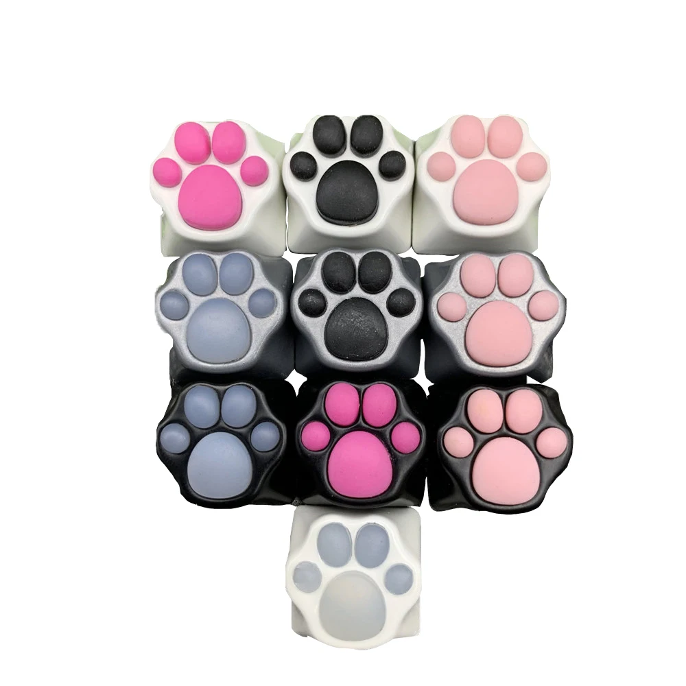 DF aluminio y silicona Kitty Paw artesanal Keycap cat pad совместимый с прерывателями Cherry MX Metal Keycap