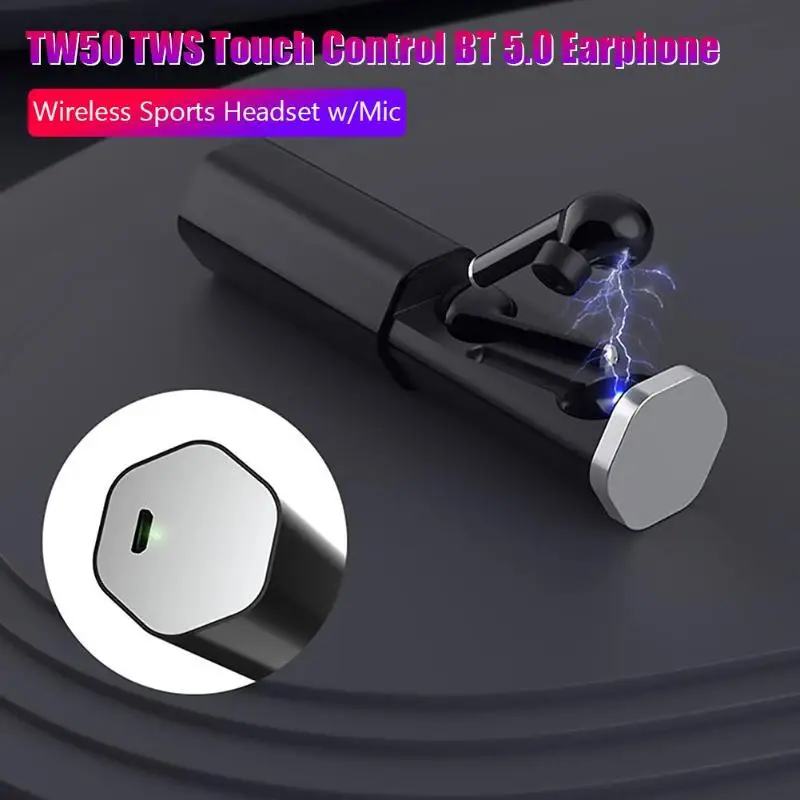 TW50 TWS Bluetooth с сенсорным управлением 5,0 наушники Беспроводная Спортивная гарнитура с микрофоном