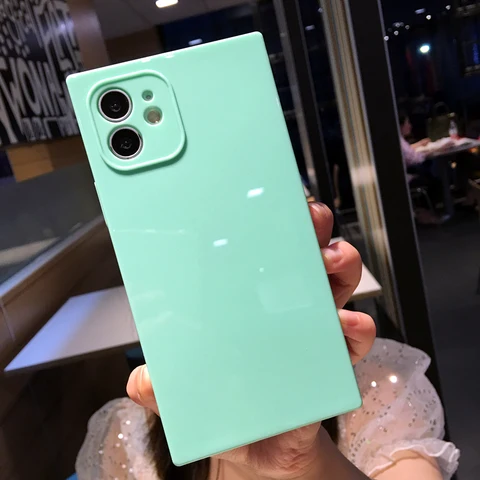 Case For iPhone 12 11 Pro 13Pro Max X XR XS Max 7 8 Plus SE 2020 13 Mini Luxury Square Design Candy Colors Soft TPU Cover