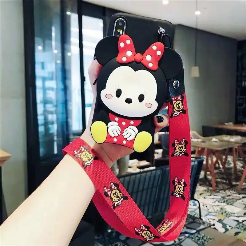 Cute 3D Bears Minnie Cartoon Zipper Wallet silicone Phone case for iphone X XR XS 11 pro MAX 7 8 6S plus for samsung S9 S10 Note