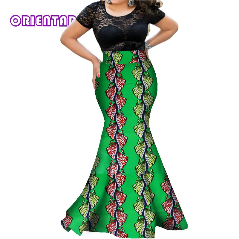 african fashion style 1 Piece African Skirts for Women African Print Skirt Cotton Traditional Africa Clothing High Waist Mermaid Long Skirts WY5609 african dress style