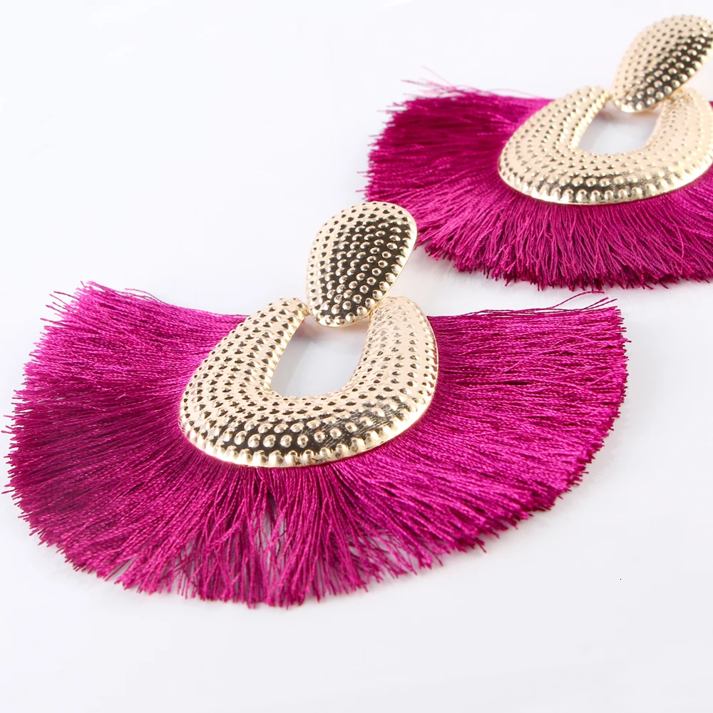 3Personality Women Big Tassel Drop Earrings Colorful Bohemia Dangle Earring Fashion Jewelry Ear Drop Special Design Gift CS28