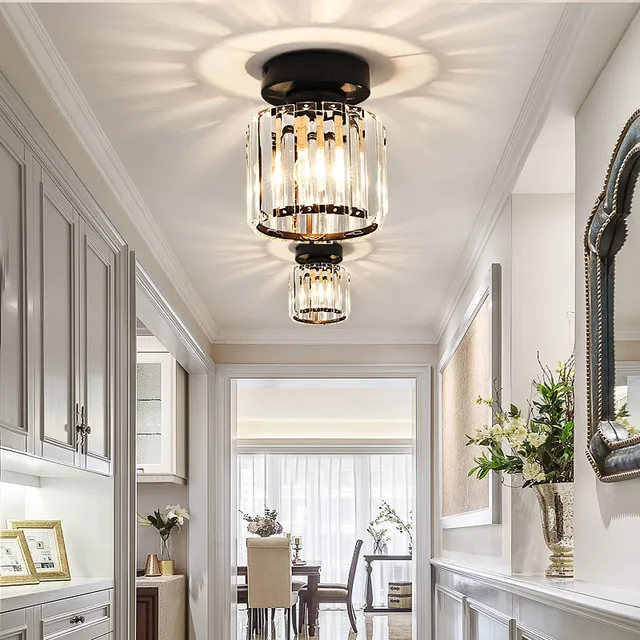 Divat Ipari Fény Tetőtéri Kis Csillár Mennyezeti Modern K9 Kristályfém Konyha Folyosó Bejárat - Image 4