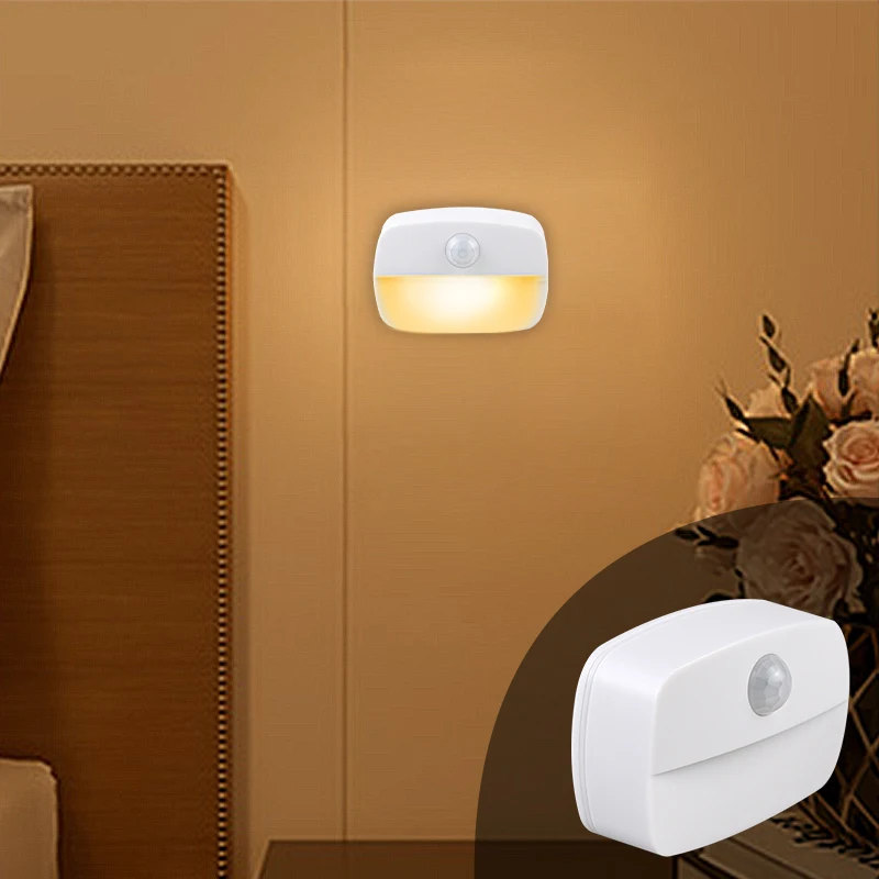 Motion Sensor Night Light EU Plug In 220V Battery Powered Motion Detector LED Night Lamp for Bedroom Closet Kitchen Toilet Stair cool night lights Night Lights