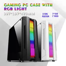 Электрический конкурс Pc чехол 8 вентиляторов с Rgb светильник Акриловая боковая плата 3SSD 1HDD ATX/MATX/ITX 280 мм видеокарта 397*197*423 мм