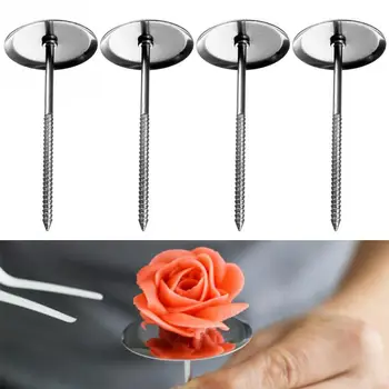 

4pcs/set Cake Decorating Nails Icing Cream Silver Stainless Steel Pastry Tool Nail Novelty Pastry Tool Flower Needle DIY Cooking