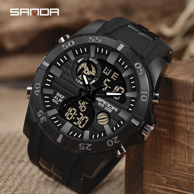 SANDA Sports Watch Mens Watches Top Brand Luxury Multifunctional Military Watch Shockproof Timer Alarm Clock 30M Waterproof 791
