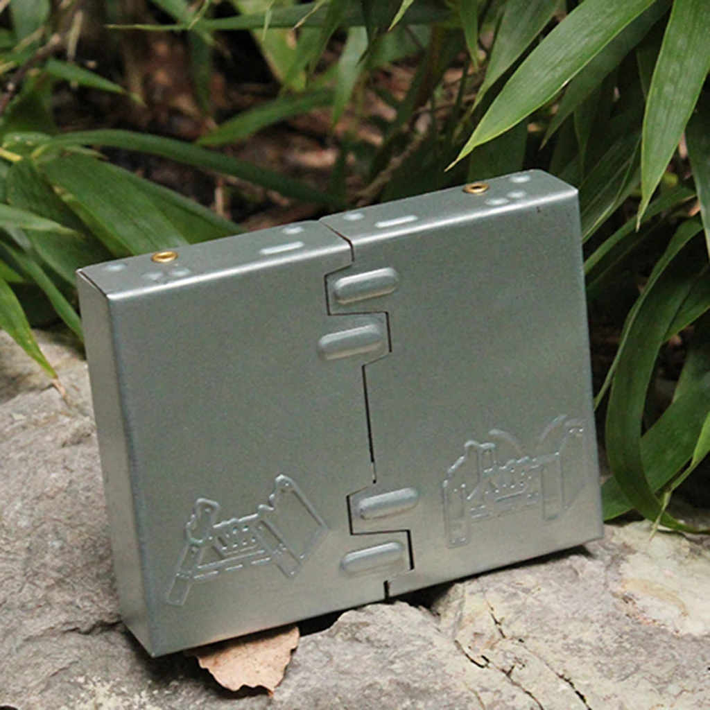 Pocket Stove Folding Emergency Camping Stove with Pot Support Rack Ultra Lightweight Backpacking Fishing Picnic BBQ