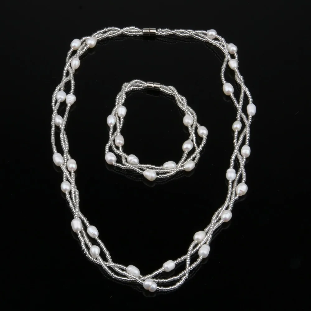 Высококачественные браслеты из пресноводного жемчуга, браслеты для женщин, магнитная застежка, хрустальные бусины, ювелирные изделия, ручной работы, сделай сам, подарок