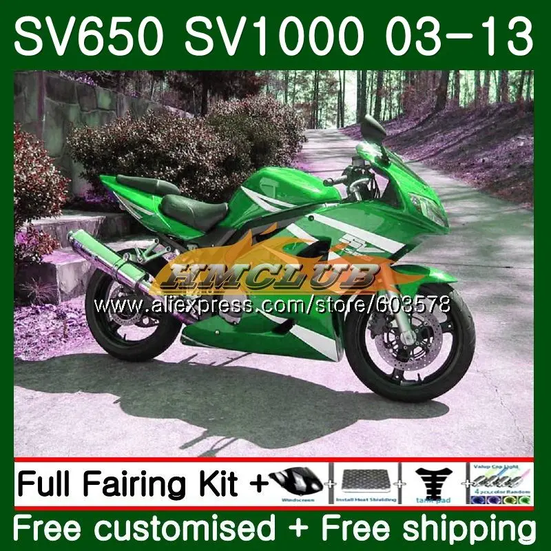SV650S для SUZUKI SV650S 03 06 07 08 09 10 13 19CL. 109 SV1000S 2004 2005 2006 2007 2008 2009 2010 2012 2013 Зеленый Белый обтекатель - Цвет: No. 1