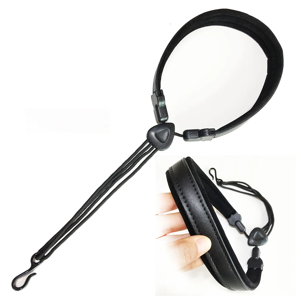

Universal Leather Saxophone Strap MoonEmbassy Black Sax Neck Strap Belt Woodwind Instrument Accessory