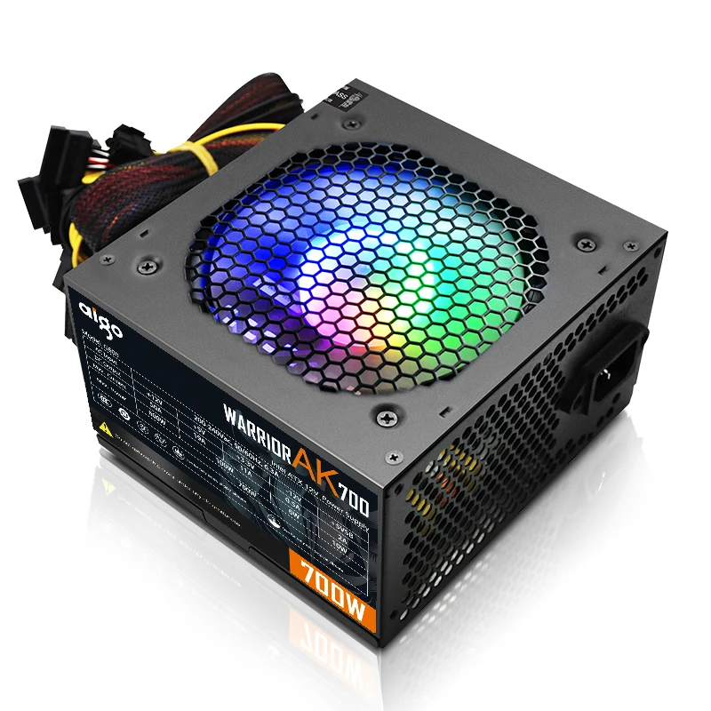 Aigo AK 700W PC PSU Power Supply unit Black Gaming Quiet 120mm rgb Fan 24pin 12V ATX Desktop computer Power Supply for BTC 3 Aigo AK 700W PC PSU Power Supply unit Black Gaming Quiet 120mm rgb Fan 24pin 12V ATX Desktop computer Power Supply for BTC - Image 3