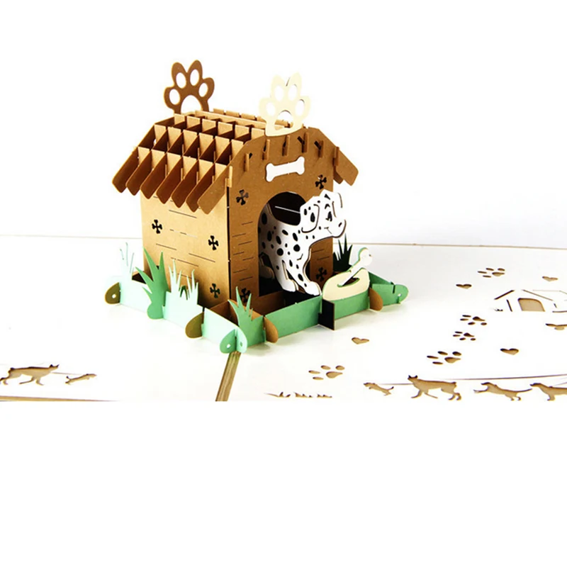  3D Pop Up Pet House Greeting Card Christmas Valentine Birthday Invitation D08D - 4000357768798