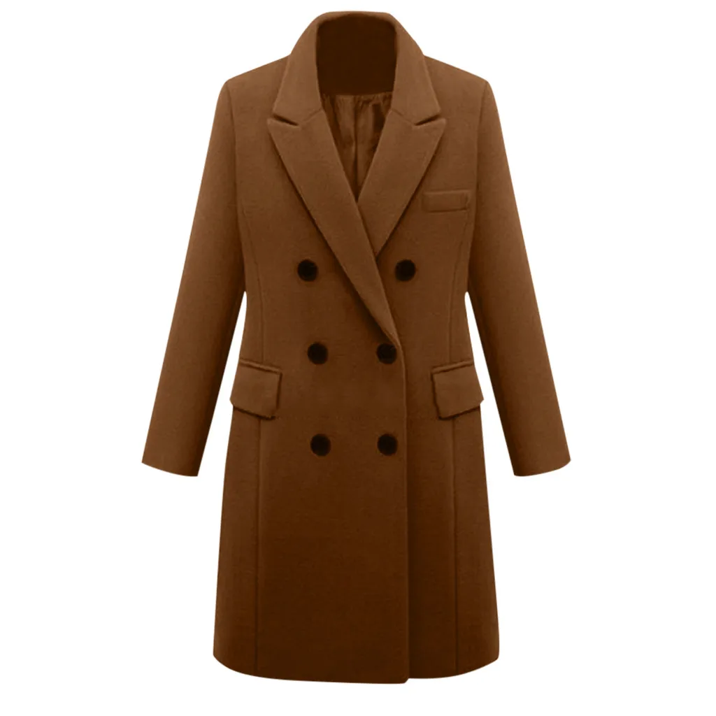 Зимнее женское Шерстяное Пальто, Женское зимнее шерстяное пальто с лацканами, длинное пальто, верхняя одежда, Manteau Femme 9m3