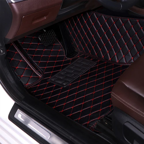 MIDOON автомобильные коврики для Volkswagen EOS UP caravell sharan Scirocco Beetle вариант Phaeton Multivan Magotan 2000 - Название цвета: Black-Red