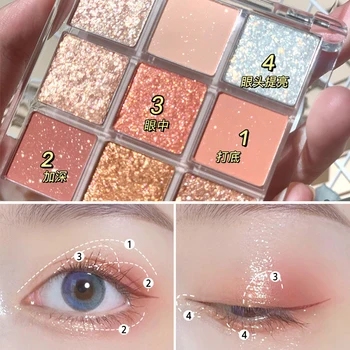 

9 Color Matte Eyeshadow Palette Makeup Pigment Eye Shadow Pallete Metallic Diamond Sequin Eye Shadows Waterproof Cosmetic TSLM3