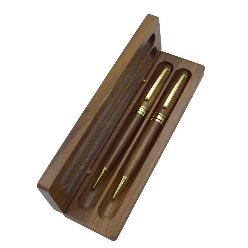 

Walnut Wood Ballpen With Case 2 Ball Point Pens And One Pen Storage Box Writing Materials Office School Supplies Gift