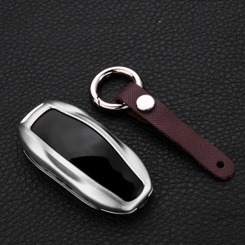 

Aluminum Alloy Car Key Case Shell Cover with Key Chain for Tesla Model S Model 3 Premium Aluminum Metal