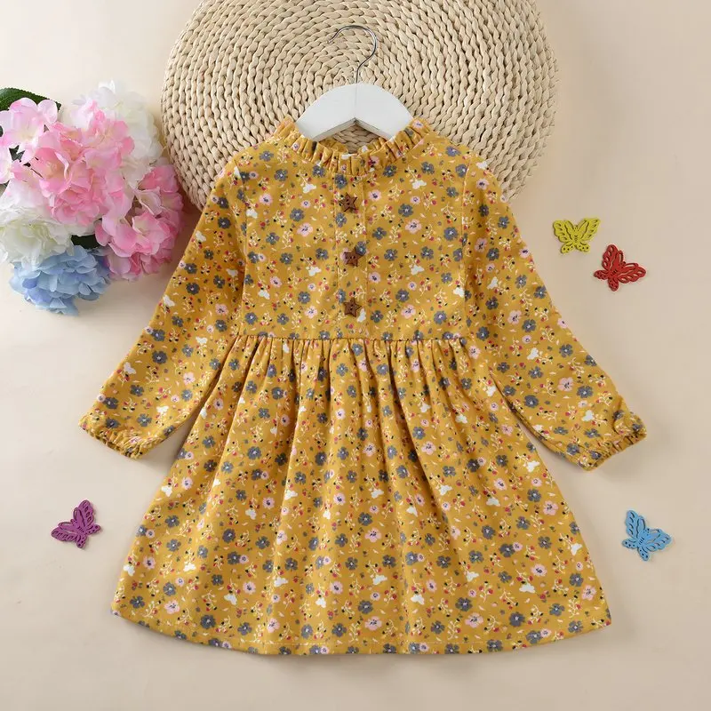 Платье для маленьких девочек коллекция года; модная детская одежда; сезон весна-осень платья принцессы с длинными рукавами для девочек Размеры 100-150 размера плюс