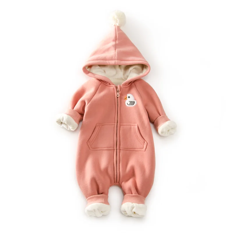 Pink clothes Детский зимний комбинезон с рисунком медведя; зимняя теплая зеленая одежда для маленьких мальчиков; Розовая Одежда для девочек; костюм с капюшоном; Одежда для младенцев; милый комбинезон - Цвет: Pink clothes