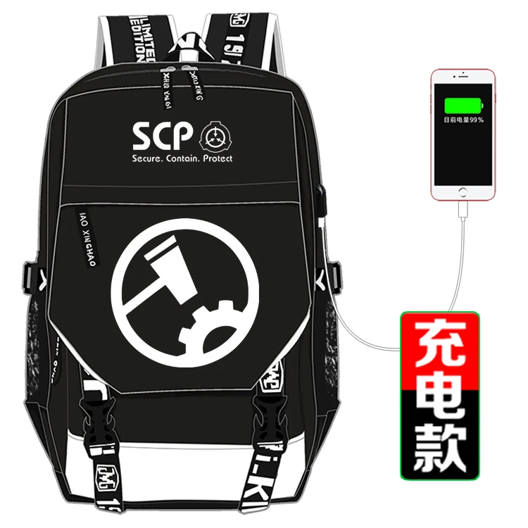 Style 8 SCP безопасный защищающий USB рюкзак, школьная сумка для женщин и мужчин, дорожные сумки для косплея, детей, подростков, студентов, школьные сумки, сумка для книг, подарок - Цвет: Style 8
