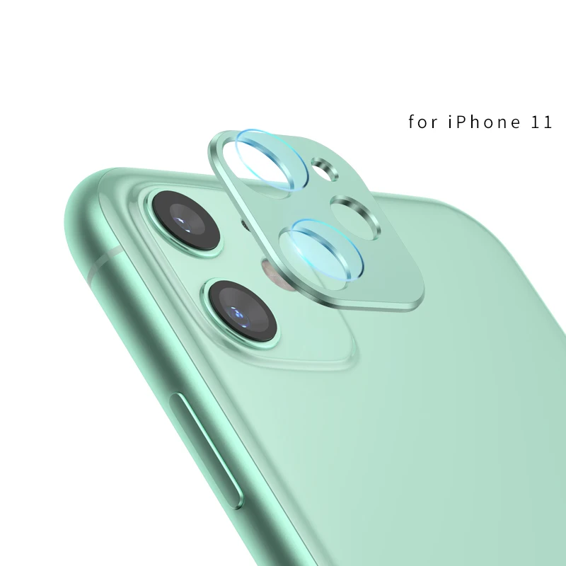 2 в 1 защита объектива камеры для iPhone 11 Pro Max металлическое защитное кольцо для iPhone 11 iPhone 11Pro Задний защитный чехол для камеры - Цвет: Gree