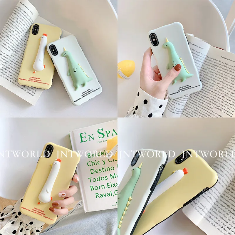 

Cartoon Animal Cute Chicken Dinosaur Phone Case Silicone Cover Protection For iPhone 6 6s 8 7 Plus X XR XS XS MAX Shockproof