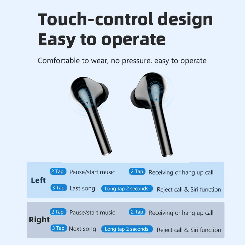 Magnetic Charging Box Bluetooth Headphone Touch Control Earbuds Noise Canceling Dual Bass Headset with for Huawei iPhone Xiaomi