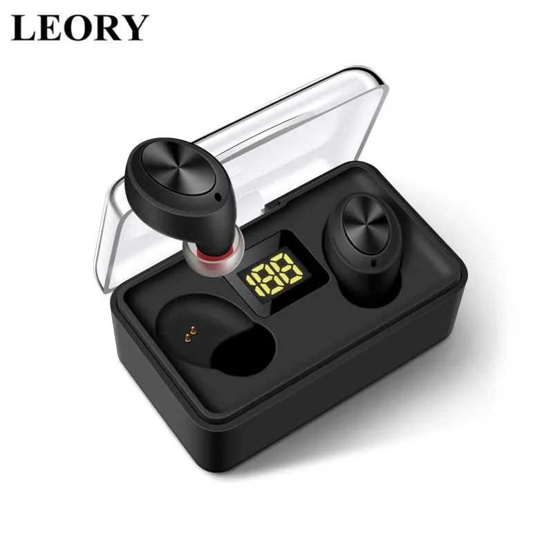LEORY D025 TWS, беспроводные наушники bluetooth 5,0, цифровой дисплей, сенсорное управление, в ухо, 3D стерео, Спортивная гарнитура с зарядным устройством