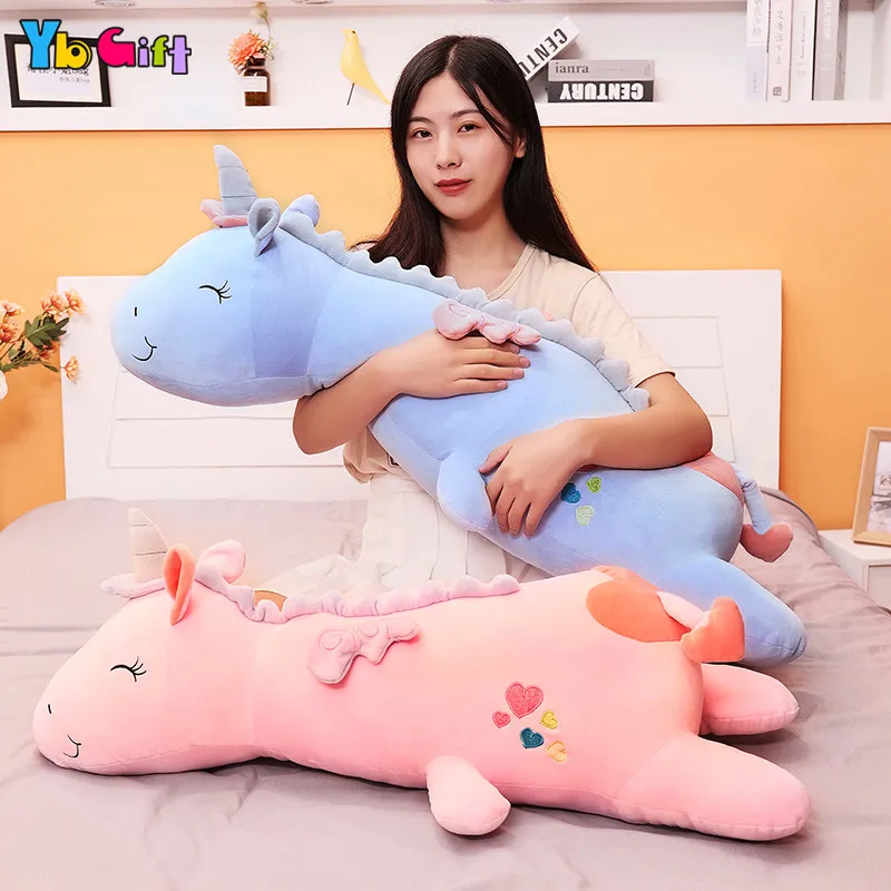 Мягкие Длинные большие плюшевые подушки с единорогом, мягкие милые Kawaii игрушки с единорогом, плюшевые куклы, постельные принадлежности, подушки для девочек, рождественские подарки