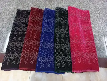 

Nigerian Lace Fabric 2020 5yards stones Velvet Lace Fabric Embroidered Tulle African Velvet Lace Fabric