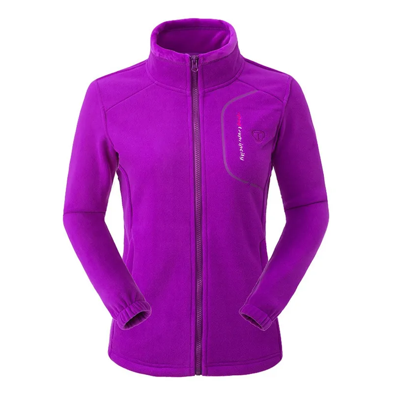 Purple Женское осенне-зимнее уличное утепленное флисовое спортивное пальто на молнии с длинным рукавом и стоячим воротником зимняя верхняя одежда Прямая поставка O21 - Цвет: Purple