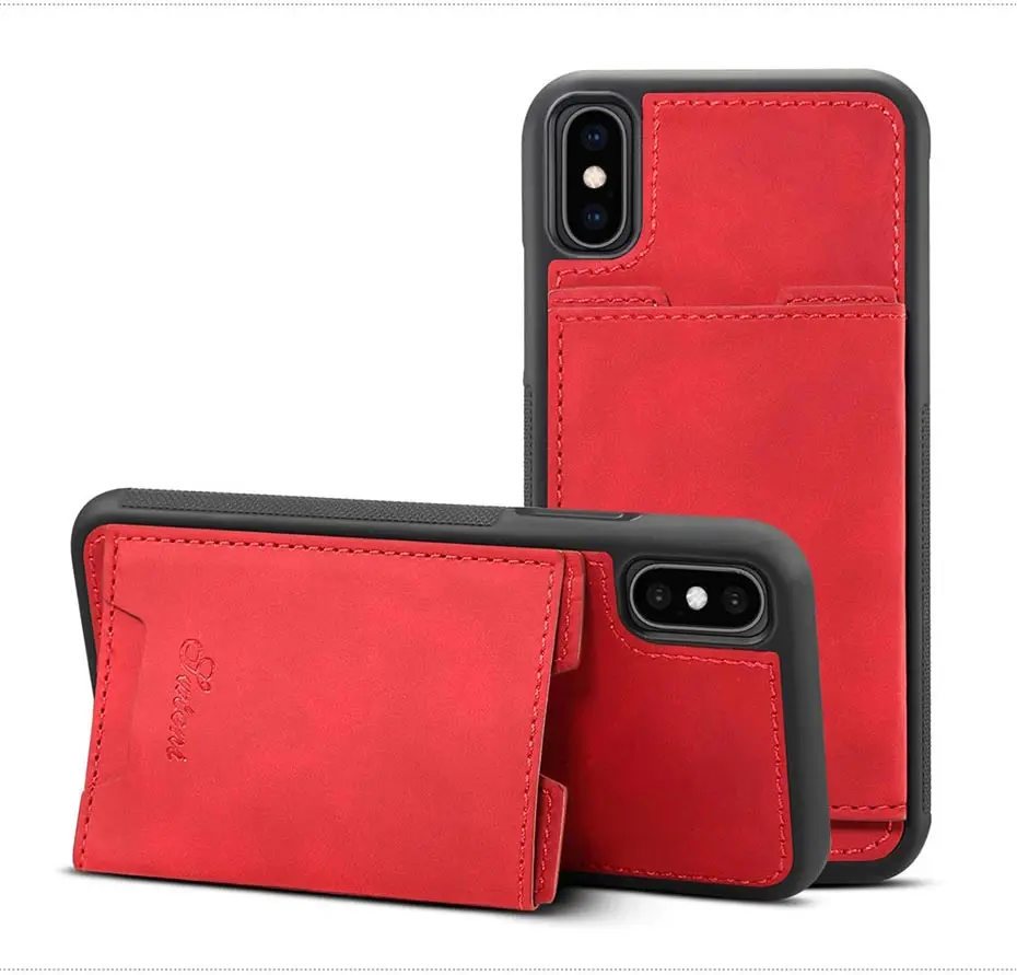 Простой чехол для телефона из искусственной кожи для iPhone 6, 6s, 7, 8 plus, чехол, модный держатель для карт, кронштейн, чехол для iPhone X, XR, 11 Pro, XS, Max, чехол
