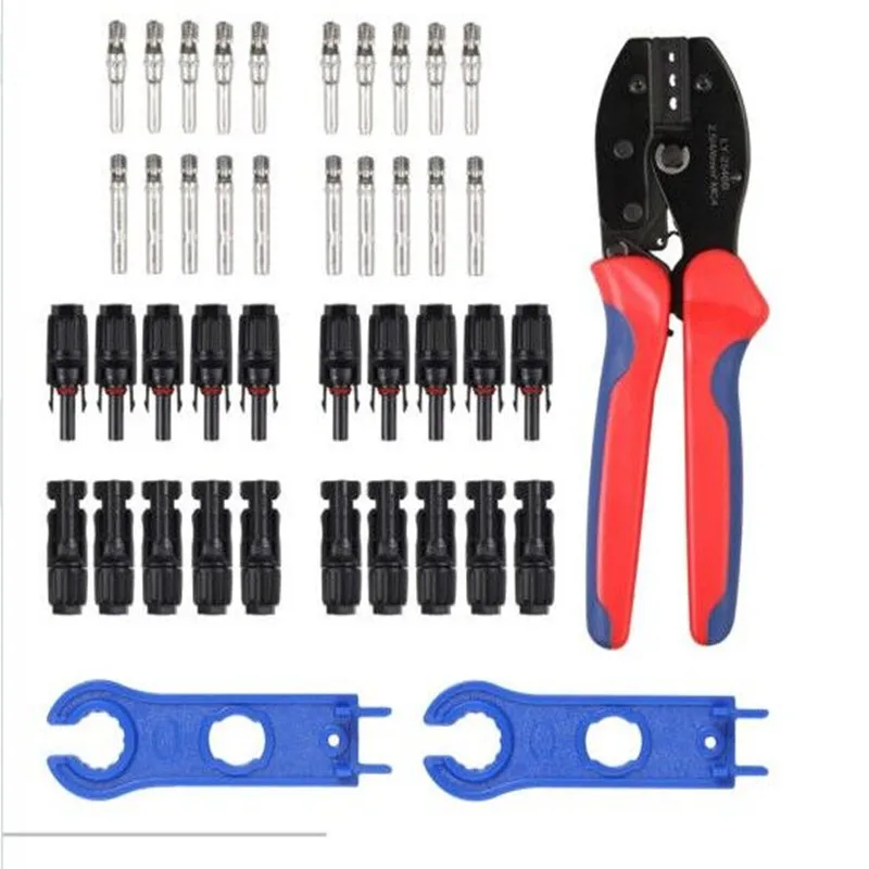 압착 플라이어 솔라 패널 터미널 케이블 커넥터 2.5/4/6mm² Cbale용 남성 여성 솔라 커넥터 스패너가 있는 크림퍼 도구