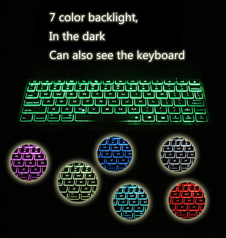 Умный чехол для клавиатуры с подсветкой для iPad 10,2, 7 цветов, чехол для клавиатуры для iPad 7го поколения, A2197, A2200, A2198, A2232, чехол
